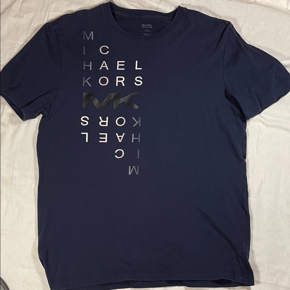 Mens Michael Kors Dark Blue Graphic Tee Size Medium - Picture 1 of 4